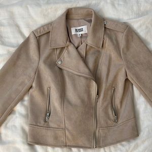 BB Dakota Steve Madden beige faux suede moto jacket